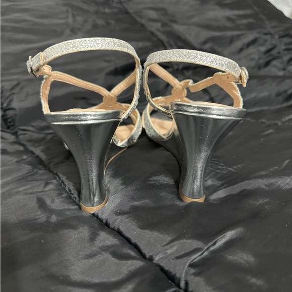 Nina pre owned Strap Silver Wedge Heels With Gems sku 16​ - Picture 7 of 9